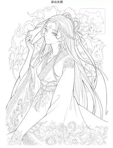 山海经里的高颜值妖精古风线稿