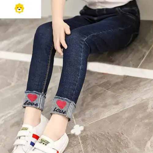 喻娄女童牛仔裤春秋20新款洋气中大童装女童裤子宝宝小女孩儿童长裤