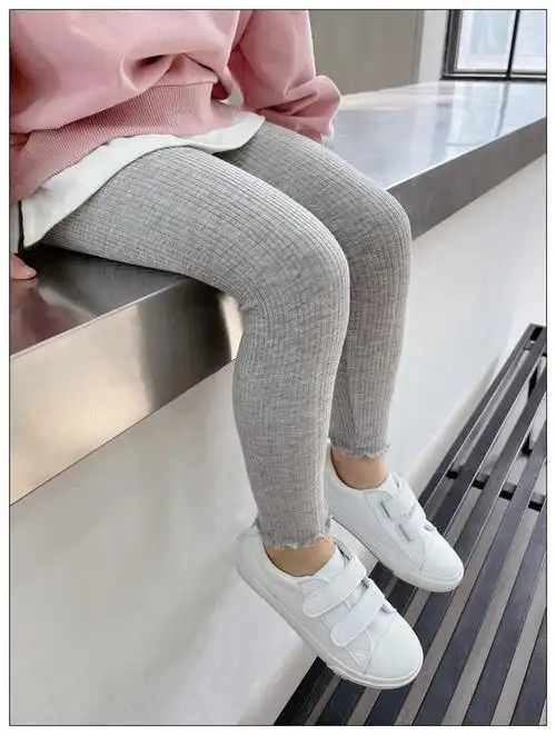 女童打底裤2022春夏季修身长裤花边可开裆幼儿园女宝宝大弹力裤子