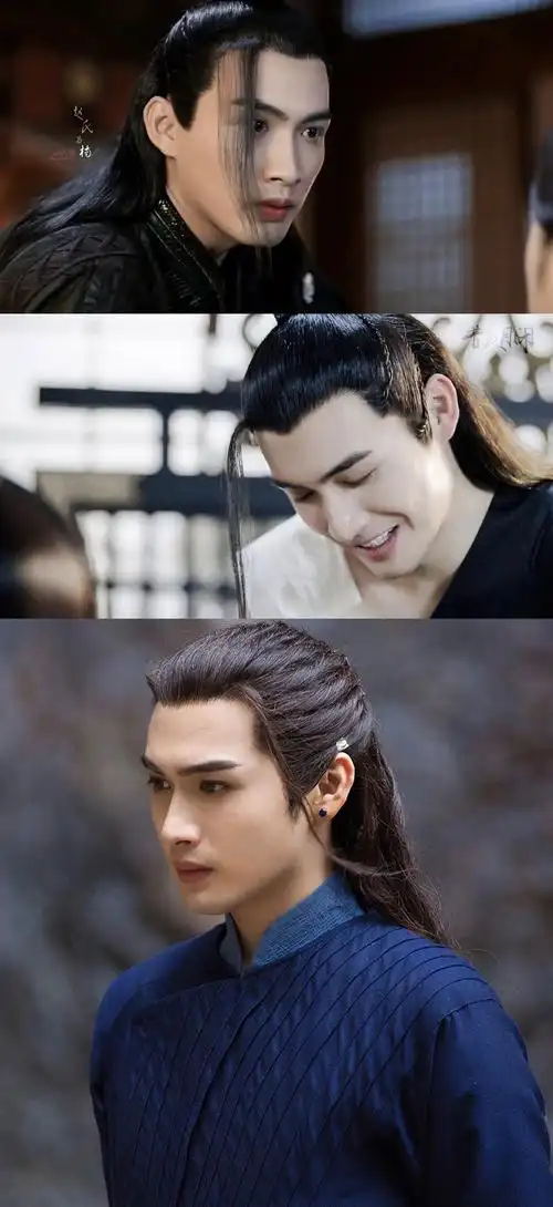 男性古装造型里,额前留一撮垂下来的头发很考验脸型啊!