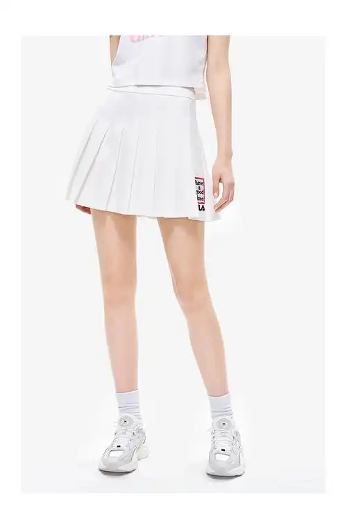 fila斐乐官方女子套装2022夏新款时尚休闲运动针织短袖衫短裙正黑色bk