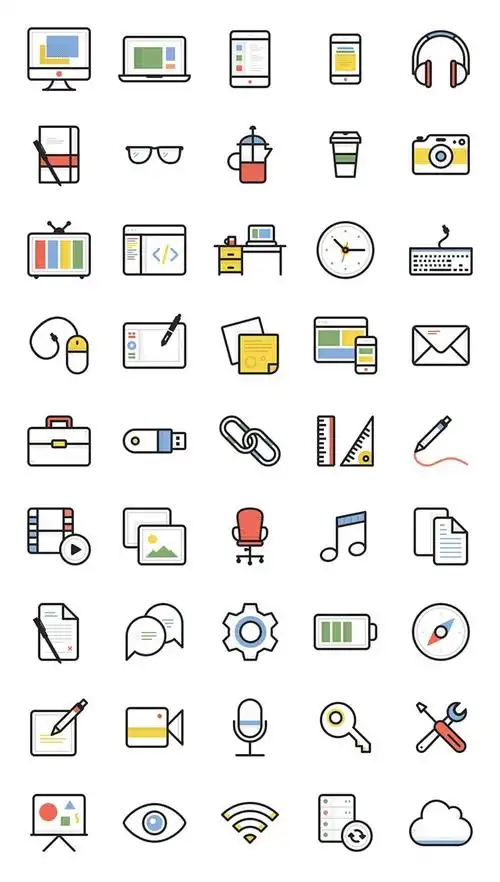 手绘萌萌哒彩色小图标