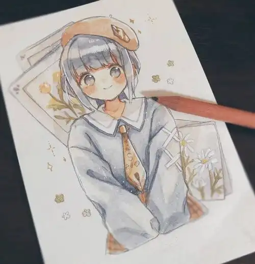 水彩插画| 简单好画的一组水彩漫画女生头像手绘 新手临摹