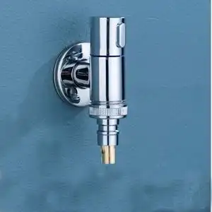 全铜枪灰色洗衣机水龙头超短自动止水阀家用防脱落开关接头