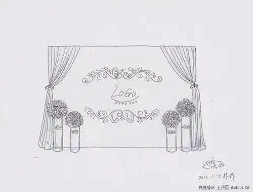 婚礼简笔画花