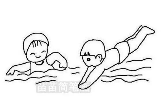 儿童游泳简笔画步骤