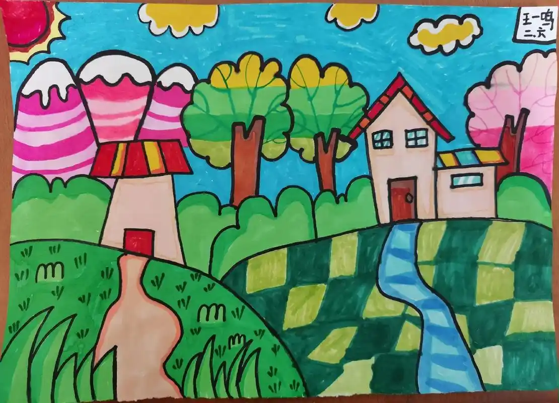 我为家乡代言——童心画家乡写家乡#儿童画作品 #小学生作业 - 抖音