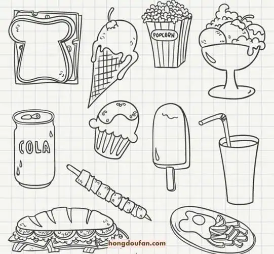 12种美味的零食卡通手绘简笔画大全