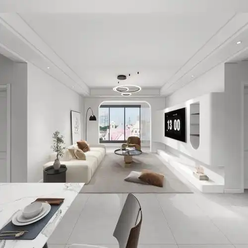 宝河家园奶油93㎡3室一层客餐厅装修效果图第4张