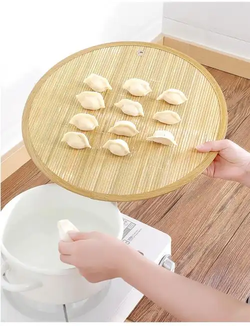 放饺子的篦子山东水饺托盘篦子蒸笼家用高粱杆竹盖帘饺子帘馒头筐放