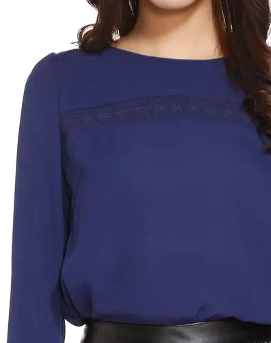 深紫蓝色通勤休闲长袖上衣