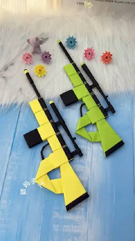 一款超好看的玩具枪折纸教程,太酷了,小朋友爱不释手#折纸 #手工