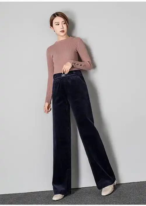 服饰内衣 女装 女士休闲裤 > 施悦名 2019秋冬新款休闲裤女裤条绒宽松