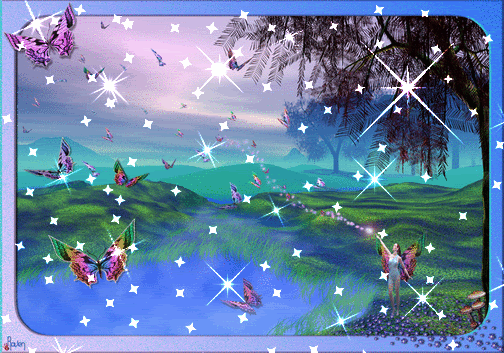 边框蝴蝶景色闪烁gif动图_动态图_表情包下载_soogif