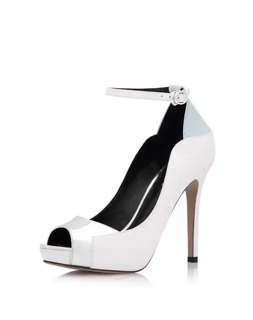 白色-鱼嘴防水台细高跟单鞋