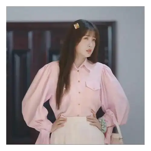 衣服两个人的小森林虞书欣虞美人同款衣服粉色泡泡袖衬衫设计感上衣潮