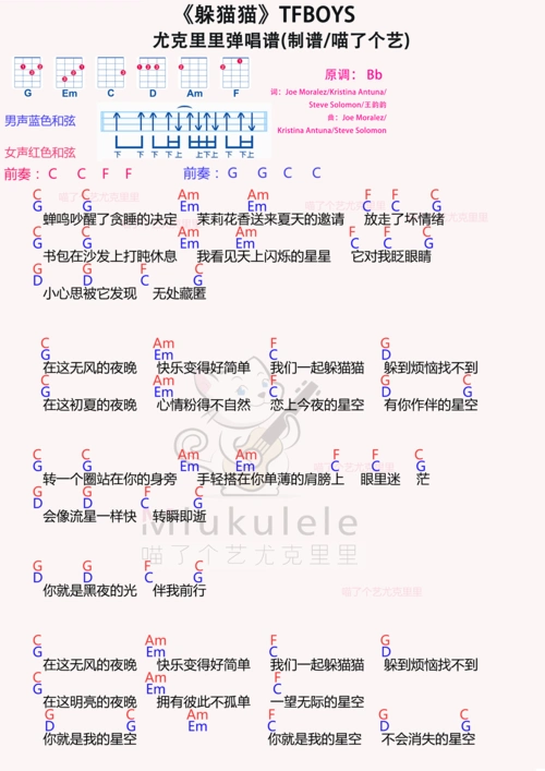 tfboys躲猫猫尤克里里谱