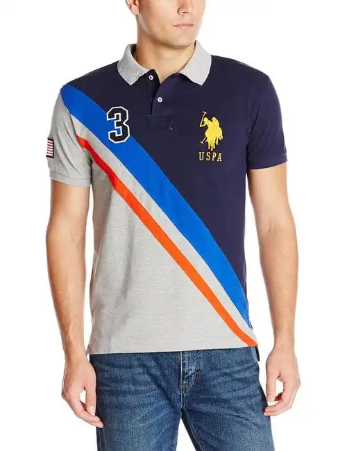 美国马球协会uspoloassn纯棉斜条纹polo衫