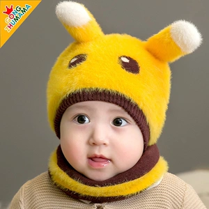 婴儿帽子秋冬季婴幼儿3-6月男女童毛绒帽加厚0-2岁宝宝帽可爱超萌