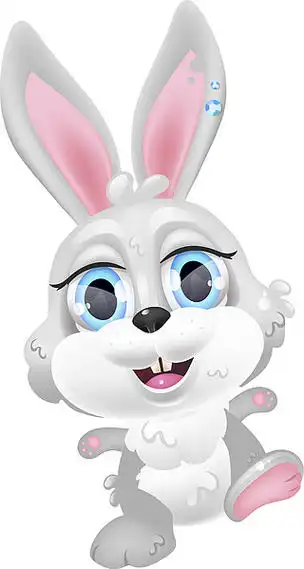 可爱的灰色复活节兔子卡哇伊卡通矢量人物.春季假期的象征.