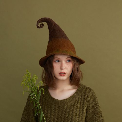 瘦瘦家羊毛湿毡制作大地魔法魔法师师高筒帽万圣节帽子