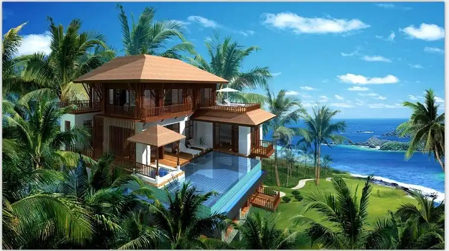 巴厘岛风格民宿客栈度假村滨海海景别墅2套全套cad施工图3d效果图
