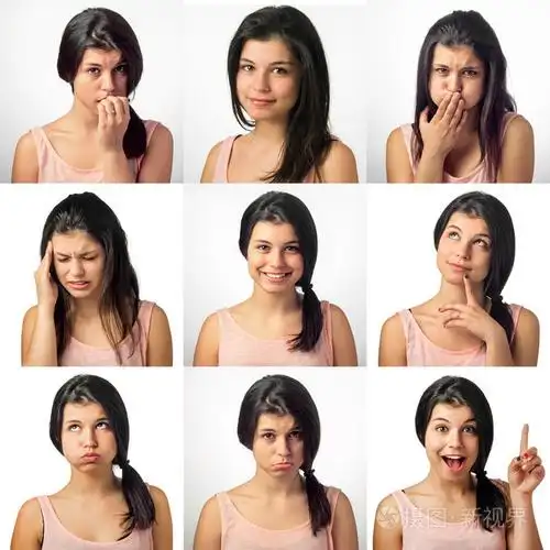 在各种面部表情的女孩