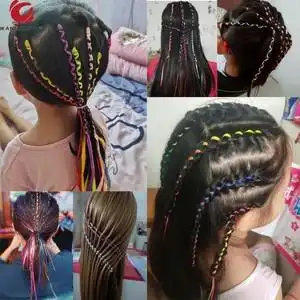 彩带编发彩绳七彩色脏辫发绳儿童辫子女孩扎头辫头绳子丝带头饰品
