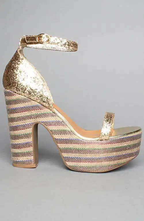 jeffrey campbell lick 超炫金色凉鞋