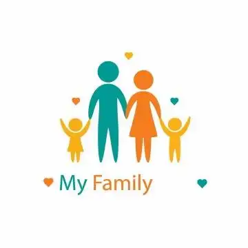 彩色手牵手的一家四口一家人logo设计方案png图片免抠矢量素材