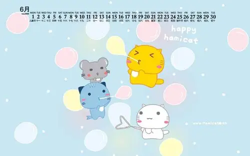 2020年6月哈咪猫儿童节图片日历壁纸