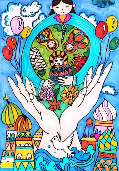 《心手相连》 鹤岗市第十中学 郜悦然《颂中俄友谊 展美好未来》 绥滨