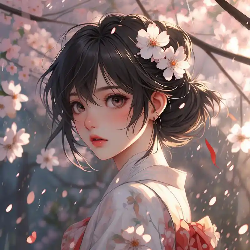 94粉色樱花二次元少女头像94