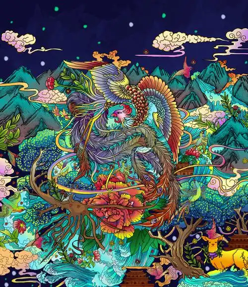 百鸟朝凤纹身稿