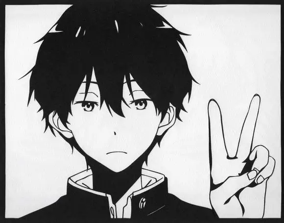 求类似这样的图片,折木奉太郎的,别的也行,黑白分明点就行了