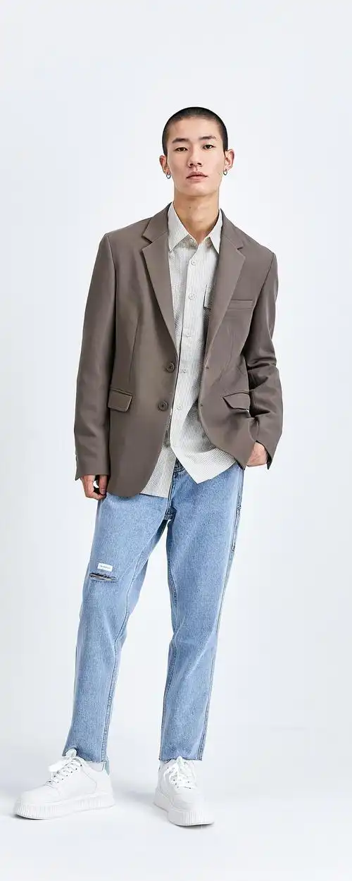 ur2021秋季新品男装时尚英伦风廓形宽松长款西装外套mf35s1ct2000