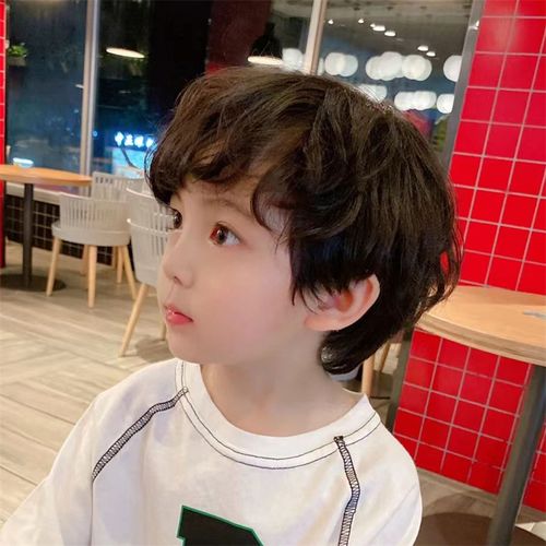 男锡纸烫短卷发宝宝拍照写真蓬松纹理烫短发头套儿童假发