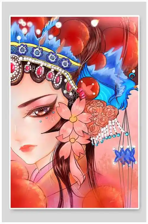 精美国潮戏曲人物插画
