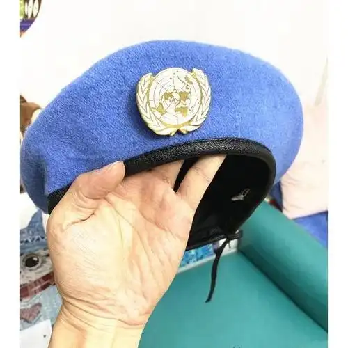 心墨染新品维和步兵营帽子维和步兵营同款正宗仿羊毛徽章贝雷帽男女