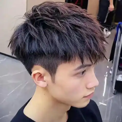 假发男短发男士钢夹烫假发韩版帅气摩根烫纹理烫男士生物头皮真发