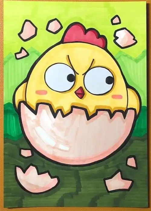 卡通儿童画 考级临摹素材画#色彩##水粉画##手稿