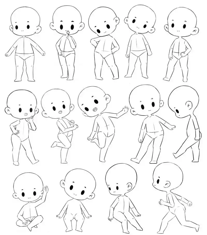 【q版】二期小打卡合集 #学习打卡# #打卡# #q版人体# #人体动态