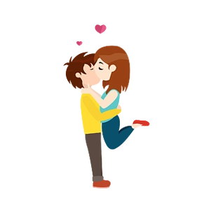 男女情人节抱着接吻矢量图