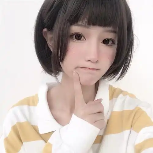 七十七公主水母头姬发式短发女生黑色可爱圆脸日常整顶假发