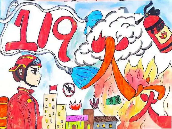 中三班:刘昊泽廊坊市霸州市幼儿园《消防安全靠大家》优秀绘画选刊