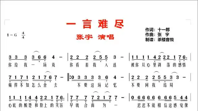 我《一言难尽》忍不住伤心衡量不出爱或不爱之间的距离,张宇情歌