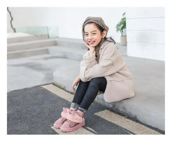 保暖御寒2-13岁小孩子冬天穿的 女童雪地靴冬季小孩棉鞋宝宝加绒加厚