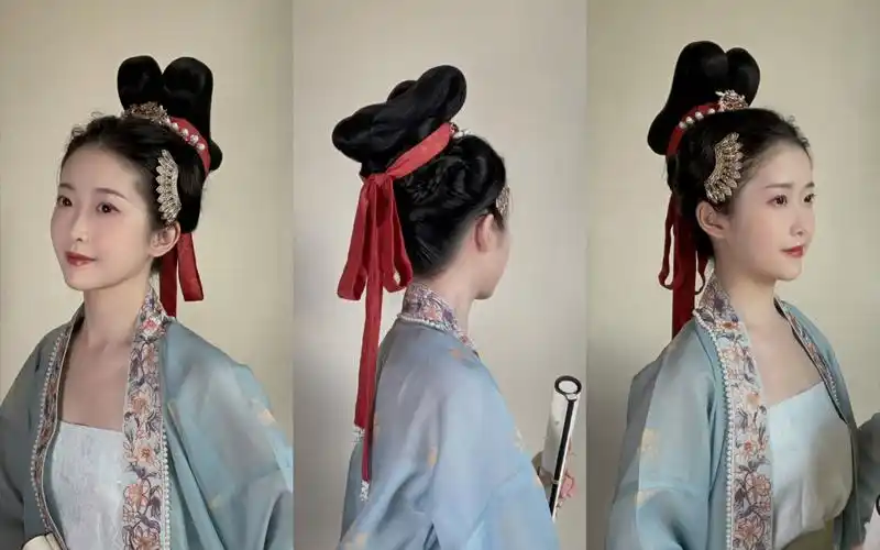 【汉服发型教程】发量奇迹朝天髻 | 宋制汉服发型教程_哔哩哔哩_bili