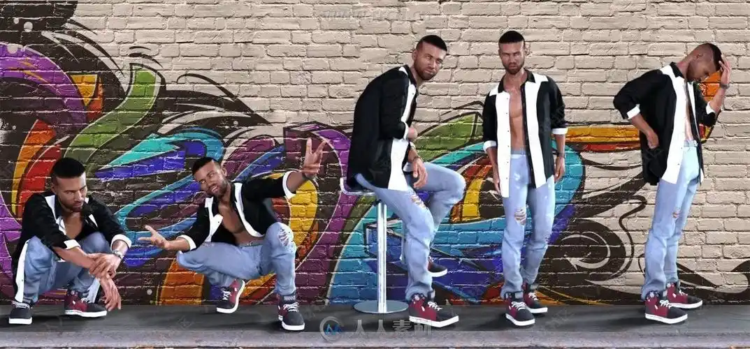 嘻哈街舞动作姿势角色3d模型合集