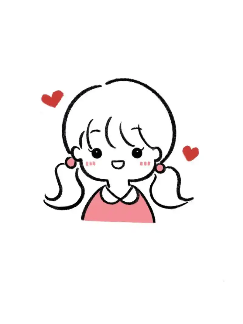 手残党每天学简笔画附教程7315 今天画个可爱女生头像,简简单单